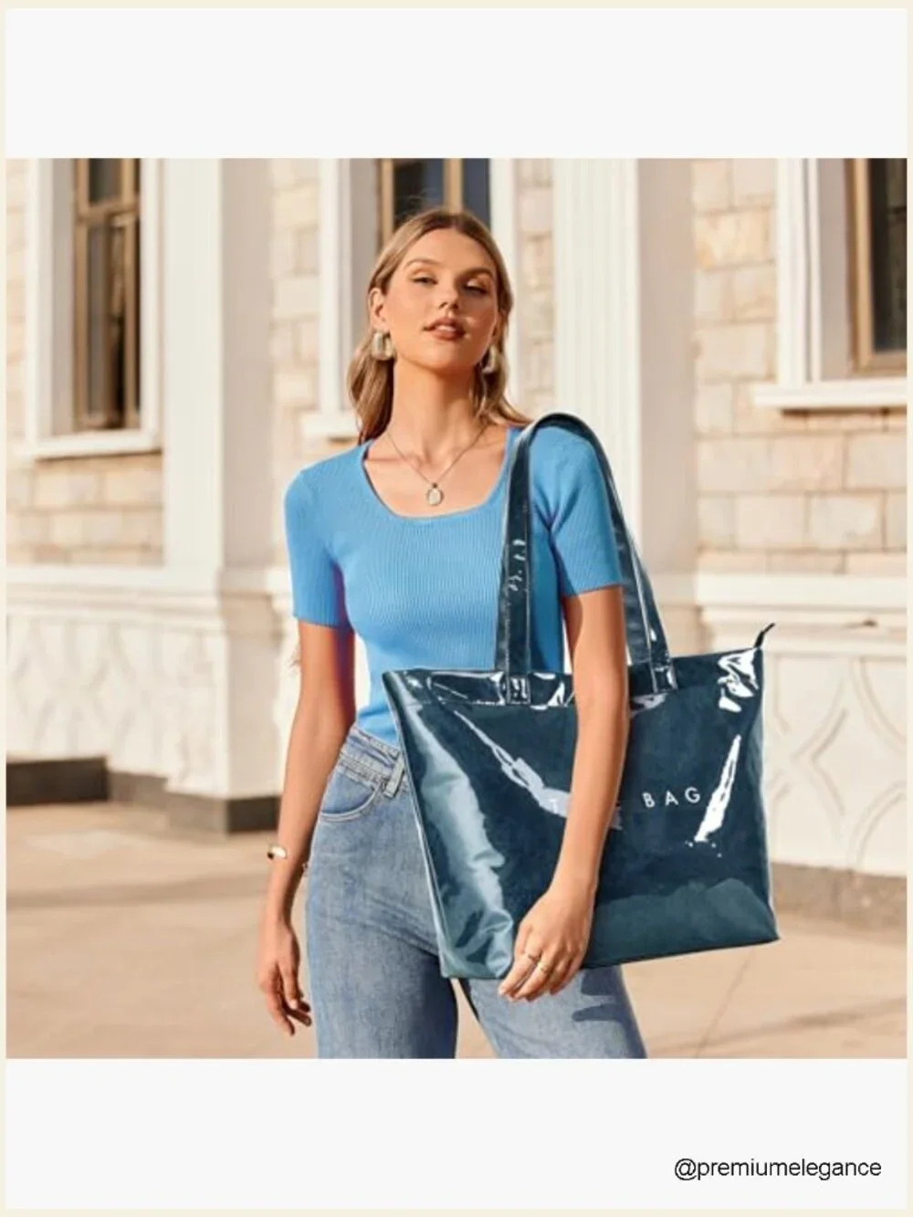 Clear TPU Tote Bag - Large Hobo Shoulder Bag for Travel Shopping Work